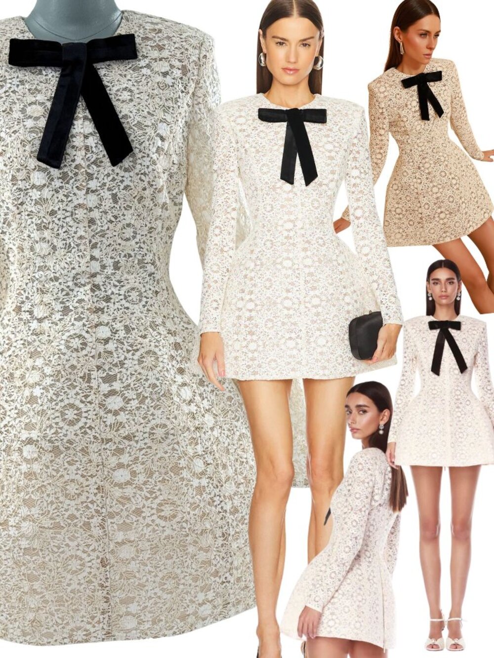🆕 BRONX & BANCO 🧿 NWOT Courtney Long Sleeve White Lace Mini Dress, Sz XL US 10